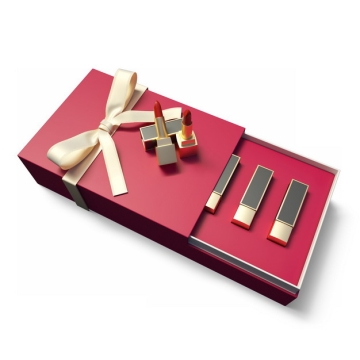  Gold high-end lipstick cosmetics 749108png picture free material in the open red package gift box