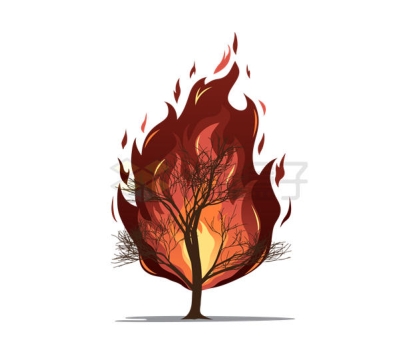 大树燃烧着火焰森林火灾插画6919567矢量图片免抠素材