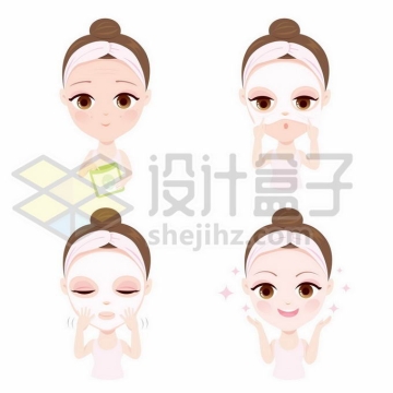  Super cute cartoon girl is applying mask effect 4432757 vector picture free material