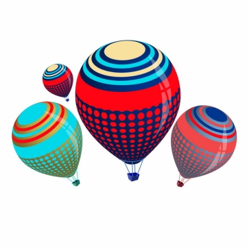 4款彩色斑点条纹热气球127426png图片素材