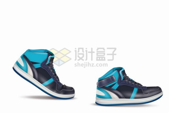 一双蓝色黑色的运动鞋篮球鞋png图片免抠矢量素材