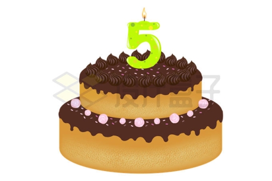 五岁5岁生日蛋糕卡通巧克力双层蛋糕2174944矢量图片免抠素材