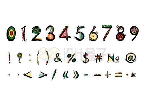 抽象风格卡通数字和数学符号文字艺术字体2187905矢量图片免抠素材