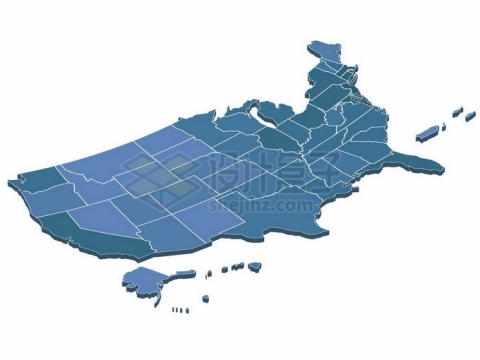 3D立体风格蓝色美国地图2897891矢量图片免抠素材免费下载