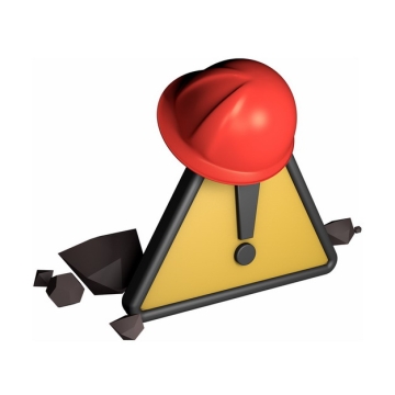 三角警示牌和红色安全帽490971png图片免抠素材