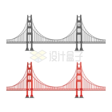两款旧金山金门大桥悬索桥剪影4921302矢量图片免抠素材