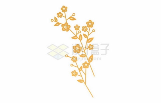 中国风金色卡通花朵小花图案9340323矢量图片免抠素材