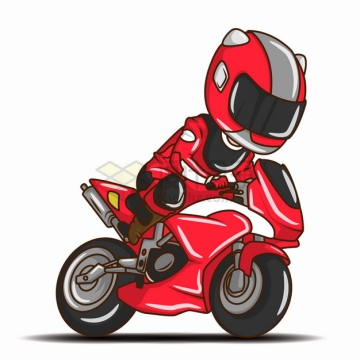 卡通红色骑手骑着摩托车png图片素材