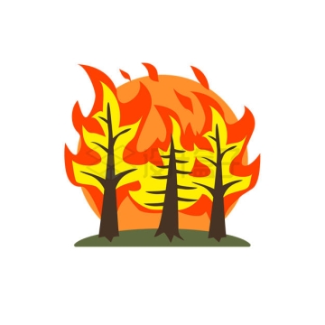 卡通大树和森林火灾插画1056725矢量图片免抠素材
