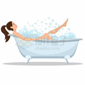 身材好的美女躺在浴缸里面泡澡洗澡到处都是肥皂泡7562906矢量图片免抠素材免费下载