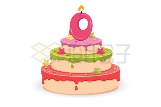 零岁0岁生日蛋糕三层蛋糕9520466矢量图片免抠素材