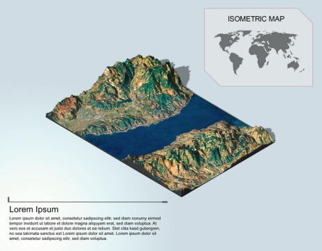 地理地质海峡地形地貌PS 3D模型图片样机模板