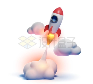 发射起飞阶段的卡通小火箭3D模型4455912矢量图片免抠素材