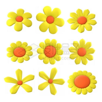 9款黄色太阳花向日葵野菊花3D橡皮泥模型2731229图片免抠素材