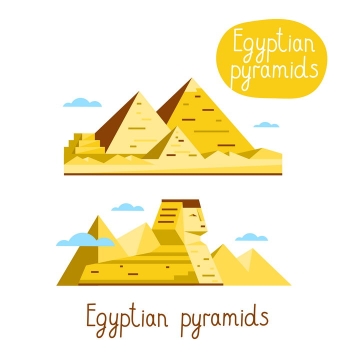 扁平化风格金字塔狮身人面像埃及地标建筑旅游图片免抠矢量素材
