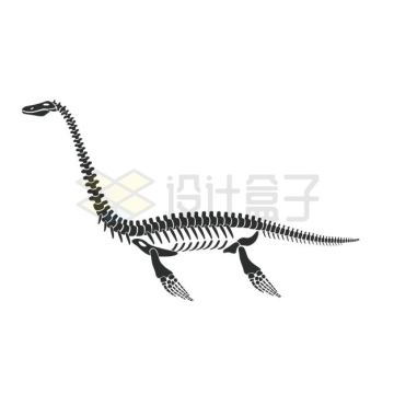 蛇颈龙骨骼骨架恐龙化石剪影图案2236776矢量图片免抠素材