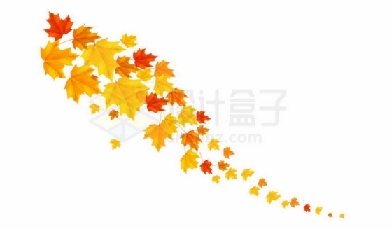红色黄色枫叶树叶组成的装饰物7633235免抠图片素材