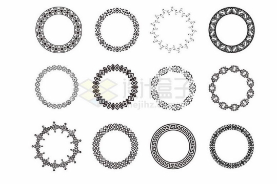  12 kinds of ring decorations composed of complex patterns 6356068 vector picture cut free materials