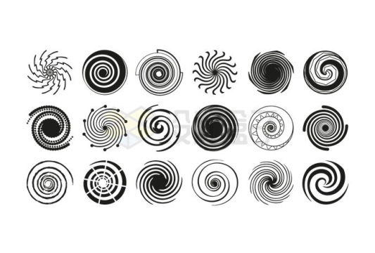 18款黑色旋涡螺旋图案4774762矢量图片免抠素材