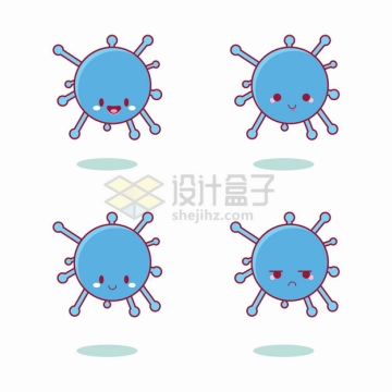 4款可爱卡通新型冠状病毒表情包png图片素材