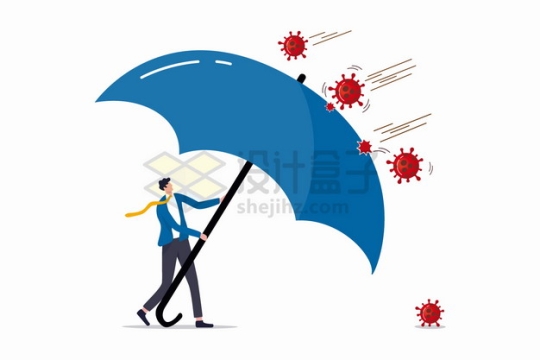 商务人士撑着一把雨伞挡住了新型冠状病毒png图片素材