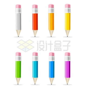 8种颜色的卡通铅笔7398240矢量图片免抠素材