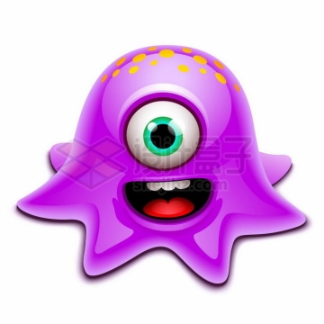 一只紫色的可爱大眼睛果冻怪物插画8807563矢量图片免抠素材