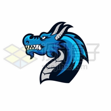 蓝色的中国龙神龙巨龙头部logo设计方案2506265矢量图片免抠素材免费下载