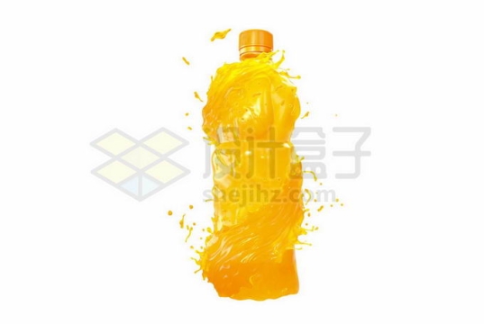 被橙汁包围着的瓶子橙汁广告效果8761899矢量图片免抠素材