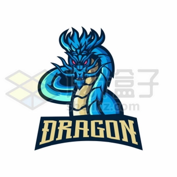 蓝色的中国龙神龙巨龙logo设计方案5369631矢量图片免抠素材免费下载