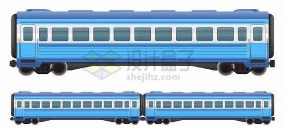 蓝色涂装的火车列车车厢png图片免抠矢量素材