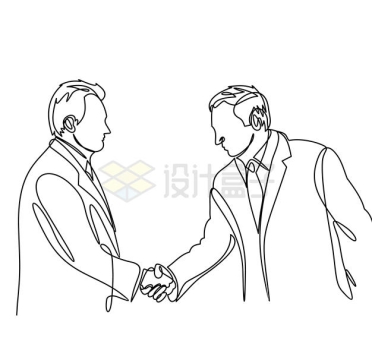 线条风格正在握手的商务人士合作插画7281646矢量图片免抠素材