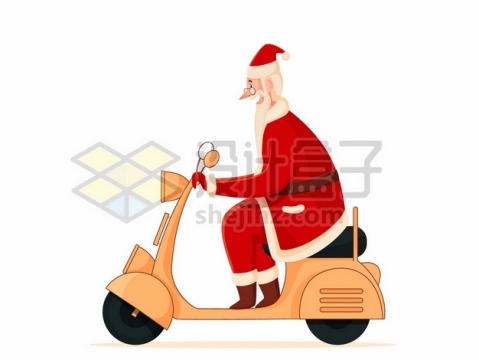 骑电动车的卡通圣诞老人355745png免抠图片素材