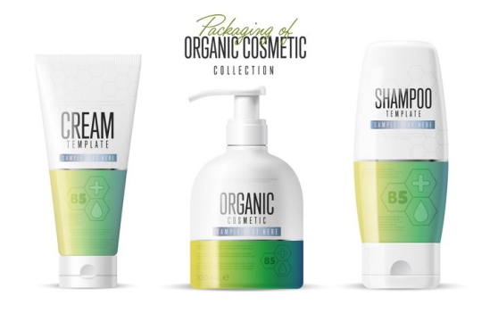  Three kinds of green cosmetics and skin care products with different packaging