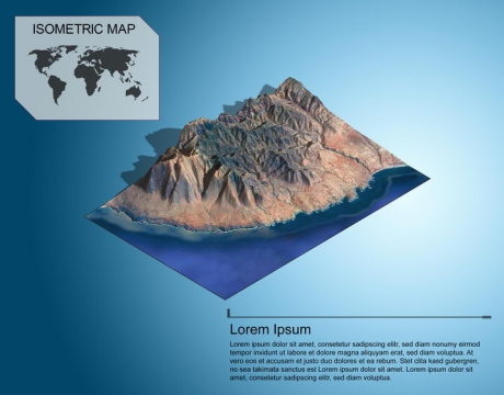  Geography, geology, coastal mountains, topography, landform, PS 3D model, picture template