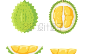  Four flat style durian delicious fruit 2614747 vector picture free material