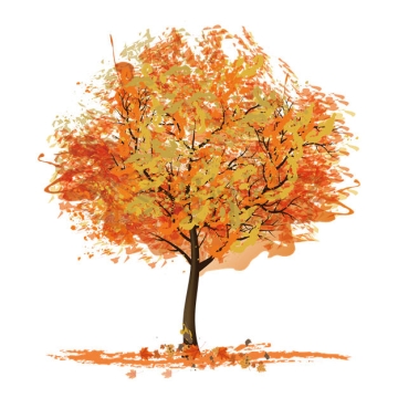 秋天里叶子变黄变红的大树1638964矢量图片免抠素材