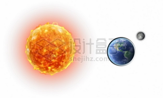 大火球太阳和地球月亮311101矢量图片免抠素材