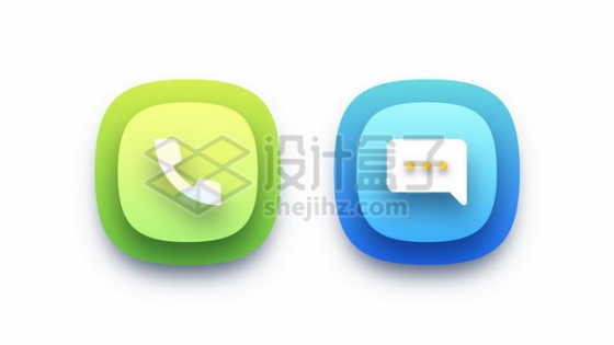 两款绿色和蓝色电话短信图标439321图片素材