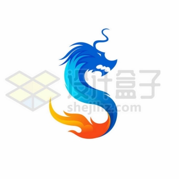 蓝色和红色组成的中国龙神龙巨龙创意logo设计方案1961265矢量图片免抠素材免费下载