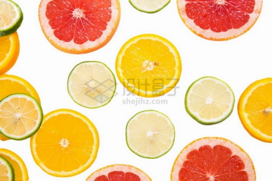 切片的柚子橙子和柠檬png免抠图片素材