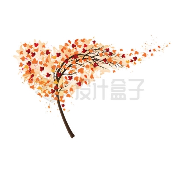 秋天里的枫树叶子变黄变红呈现心形5800596矢量图片免抠素材