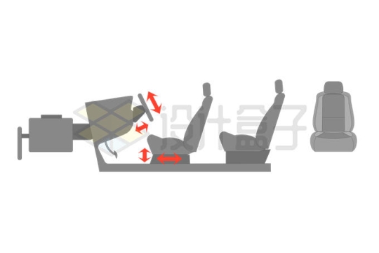 汽车方向盘和座椅的可调节方向示意图汽车内部结构8479457矢量图片免抠素材