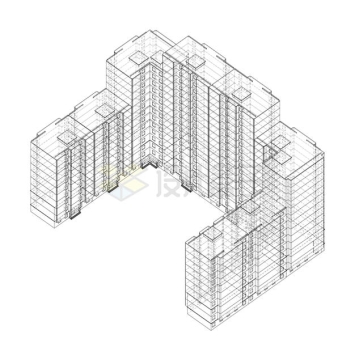 一栋居民楼高楼大厦线图3504777矢量图片免抠素材