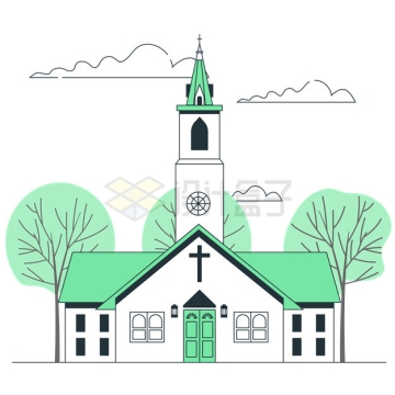扁平化风格的教堂插画6702560矢量图片免抠素材