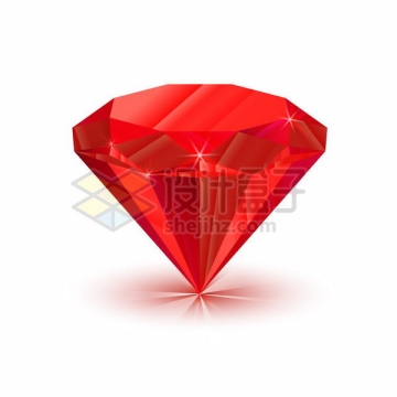 自带光泽的红色切割钻石宝石png图片免抠矢量素材