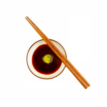 俯视视角一小碗芥末酱油调味品和筷子368890png图片免抠素材