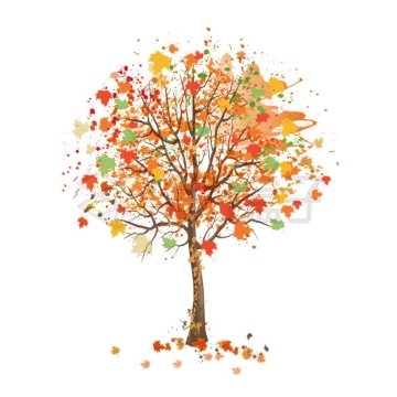 秋天叶子逐渐变黄变红的枫树2749826矢量图片免抠素材