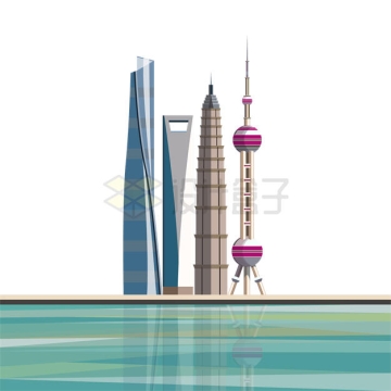 上海的知名建筑物东方明珠塔城市地平线3897302矢量图片免抠素材