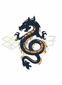 一条黑色橙色的中国龙神龙巨龙创意logo设计方案7637854矢量图片免抠素材免费下载